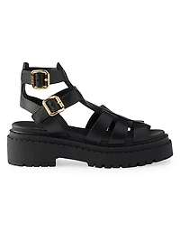 Leather Sandals with Ankle Straps