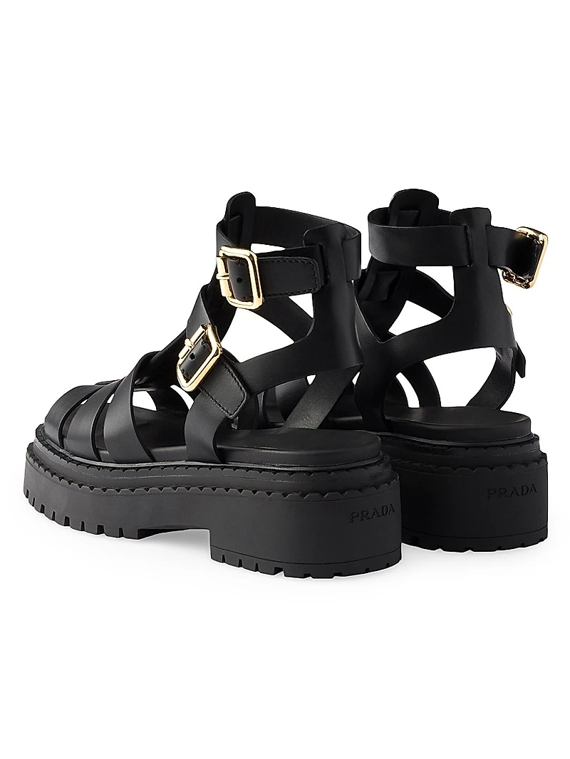 Leather Sandals with Ankle Straps