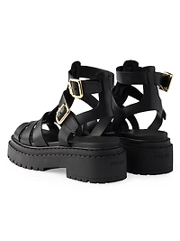 Leather Sandals with Ankle Straps