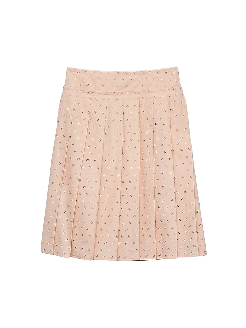 Pleated Eyelet Lace Skirt