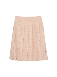 Pleated Eyelet Lace Skirt