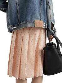 Pleated Eyelet Lace Skirt