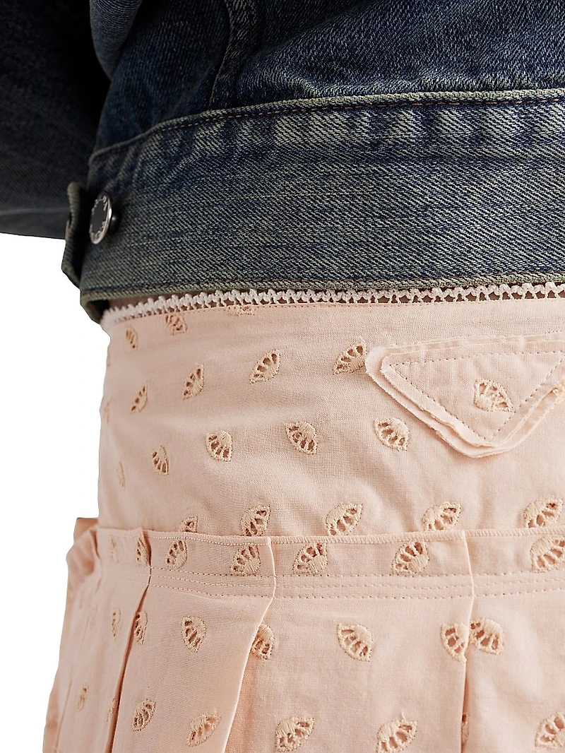 Pleated Eyelet Lace Skirt