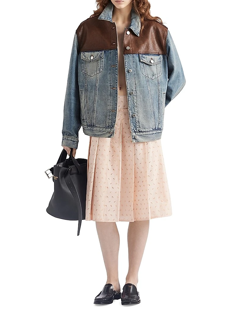 Pleated Eyelet Lace Skirt