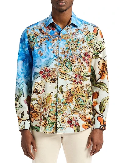 Wanderinblossom Floral Embroidered Shirt
