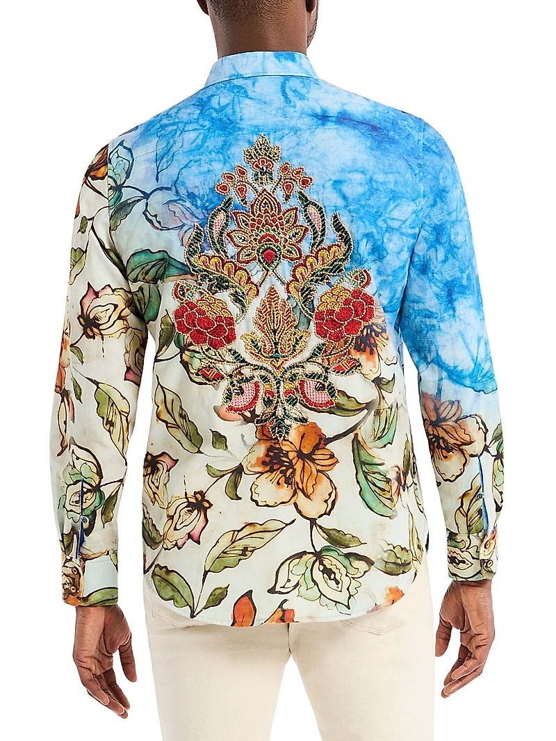 Wanderinblossom Floral Embroidered Shirt