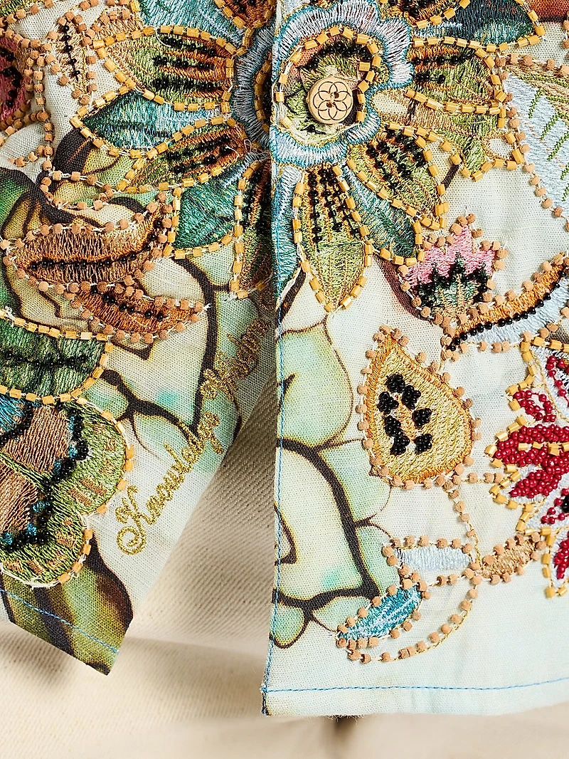 Wanderinblossom Floral Embroidered Shirt