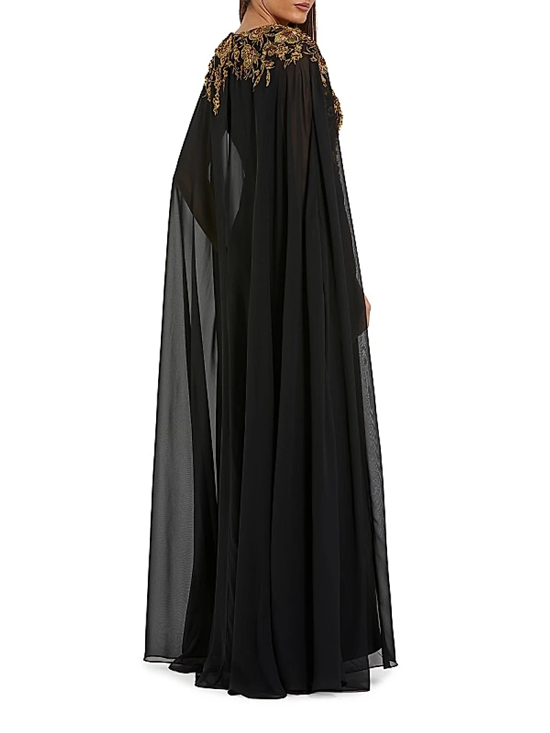 Crepe Floral Embellished Gown