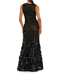 Mesh Beaded Sequin Mermaid Gown