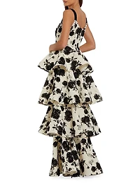 Floral Bouclé Tiered Gown