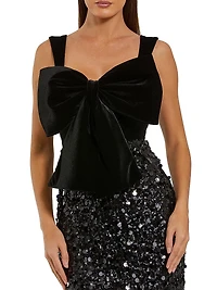 Velvet Bow Sequined Midi-Dress