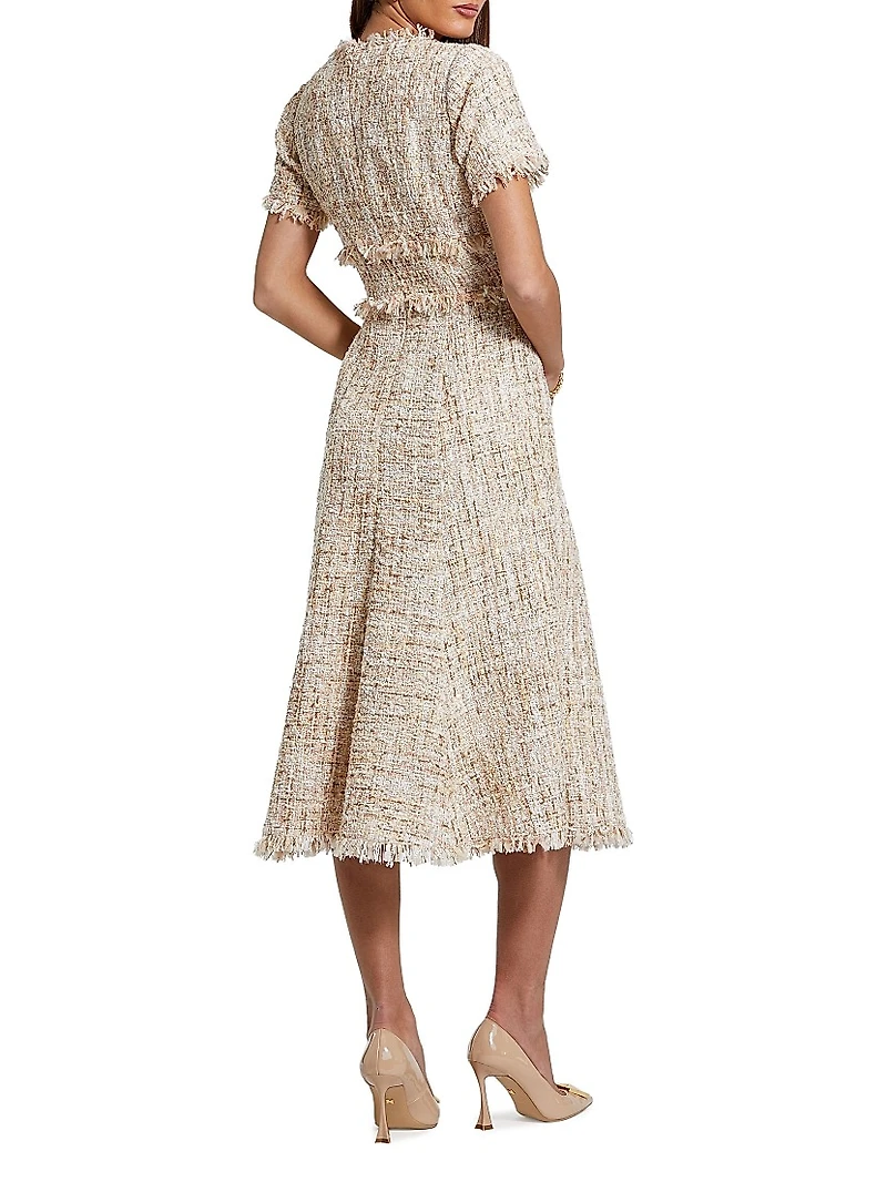 Bouclé Tweed A-Line Midi-Dress
