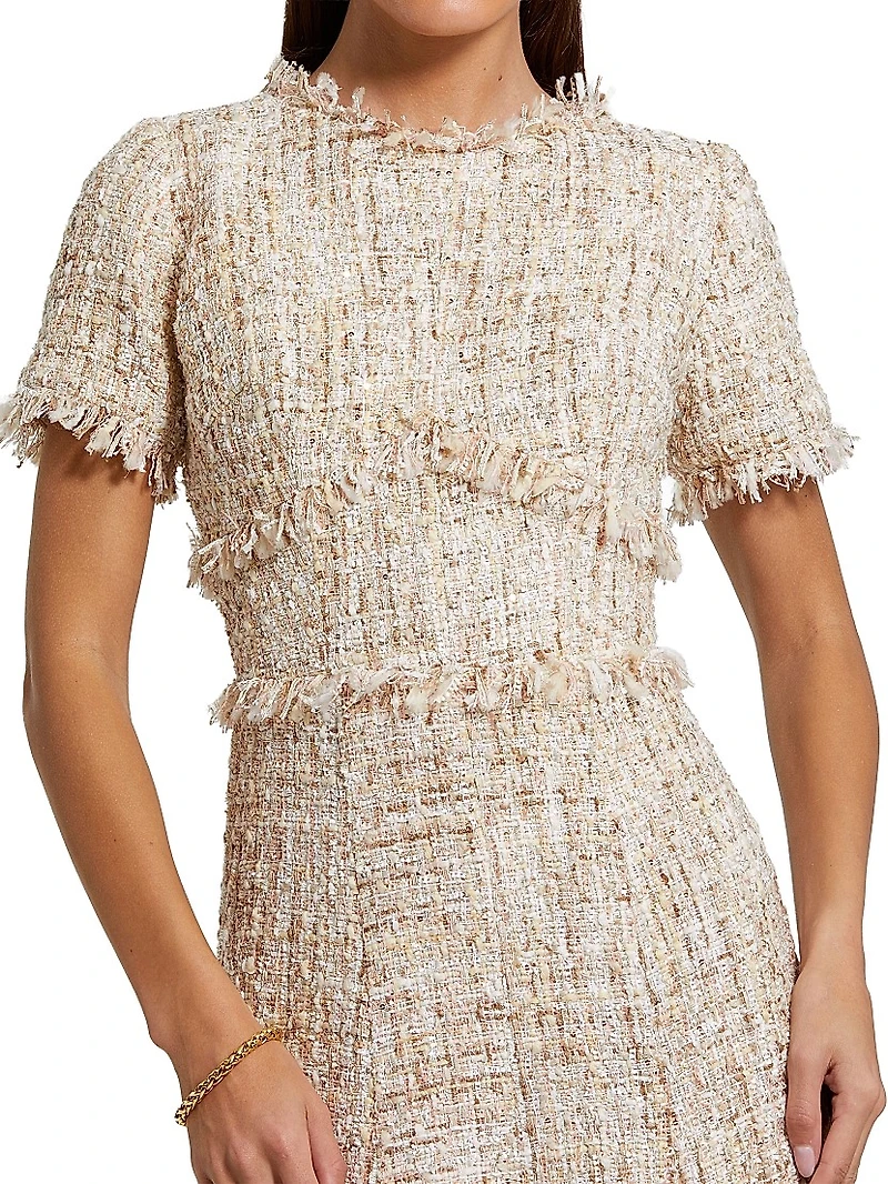 Bouclé Tweed A-Line Midi-Dress