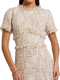 Bouclé Tweed A-Line Midi-Dress