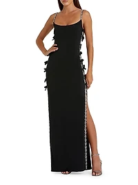 Embellished Bow Jersey Gown