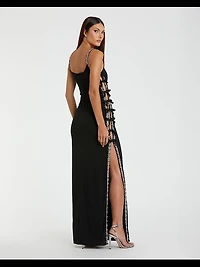 Embellished Bow Jersey Gown