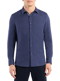 Leonard Textured Cotton-Blend Long-Sleeve Shirt