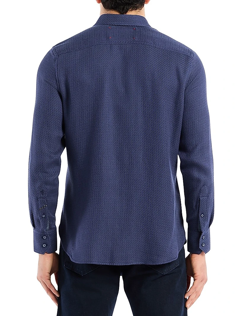 Leonard Textured Cotton-Blend Long-Sleeve Shirt