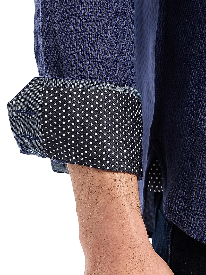 Leonard Textured Cotton-Blend Long-Sleeve Shirt