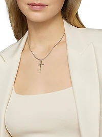 Crossover Cross Necklace in Sterling Silver with 18K Yellow Gold, 35.6MM