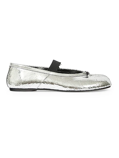 Metallic Leather Ballet Flats
