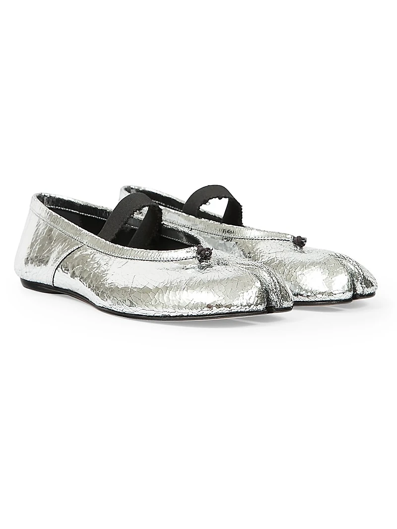 Metallic Leather Ballet Flats