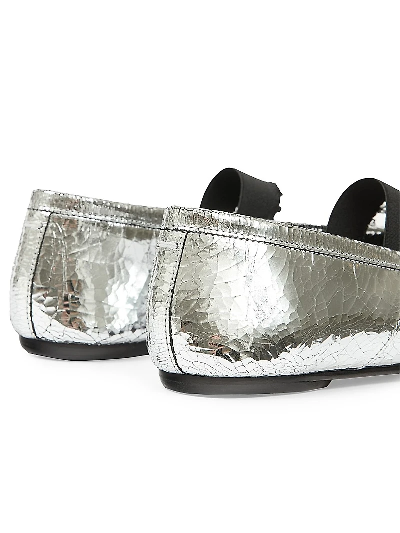 Metallic Leather Ballet Flats