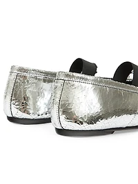 Metallic Leather Ballet Flats