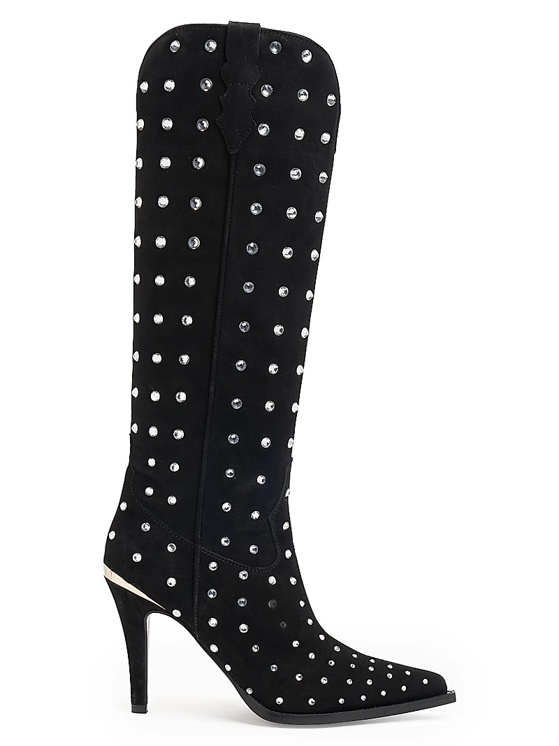 Dublin 95MM Embellished Suede Knee-High Boots