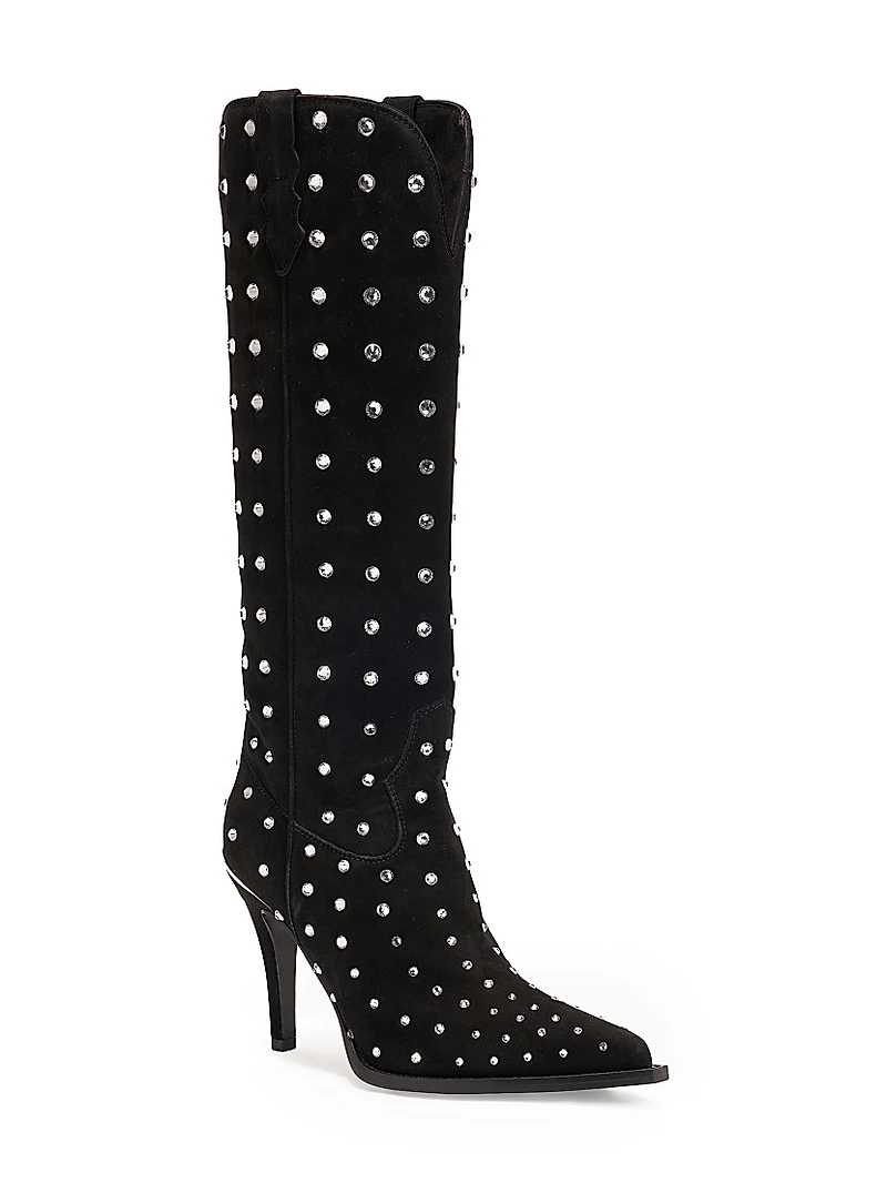 Dublin 95MM Embellished Suede Knee-High Boots