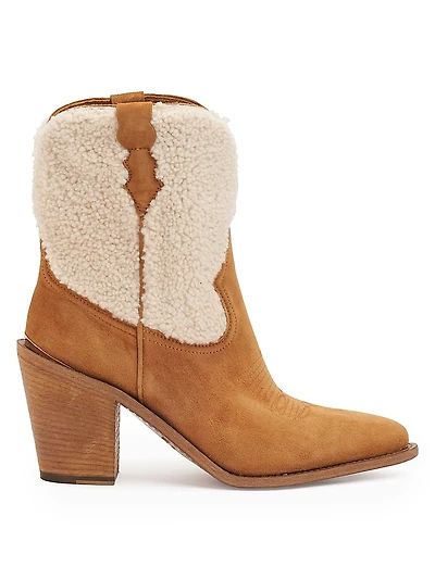 Donna 90MM Shearling & Suede Ankle Boots