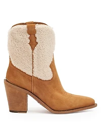 Donna 90MM Shearling & Suede Ankle Boots