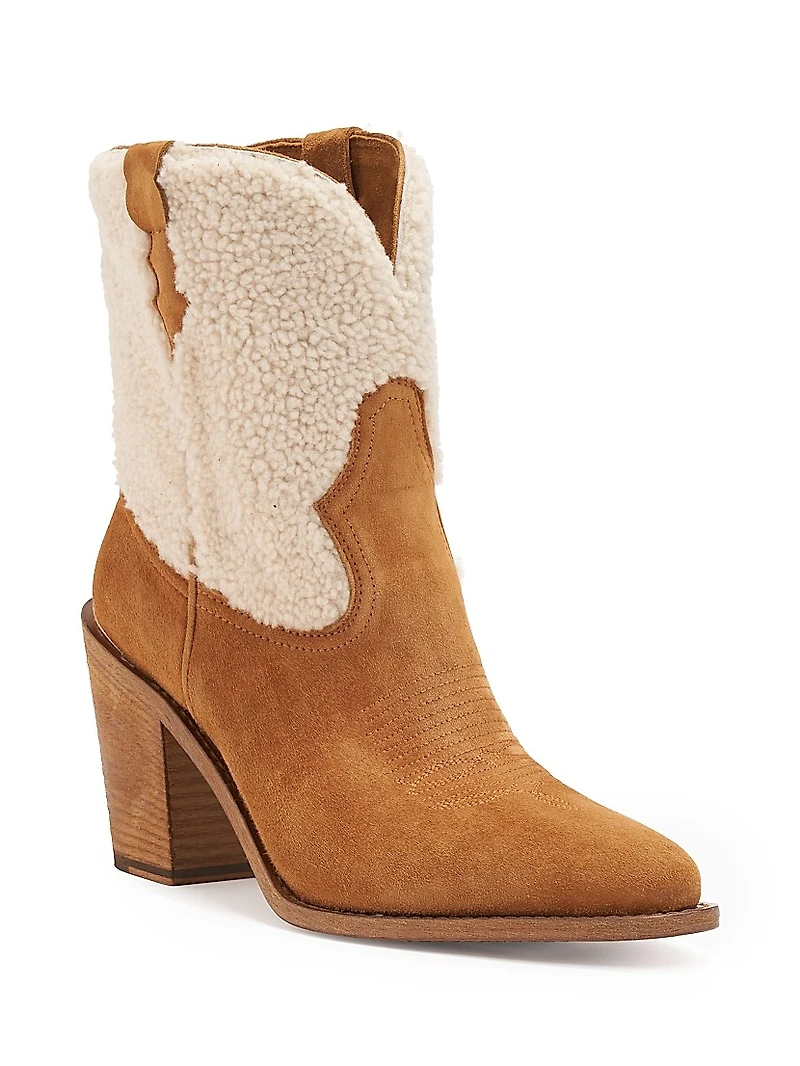 Donna 90MM Shearling & Suede Ankle Boots