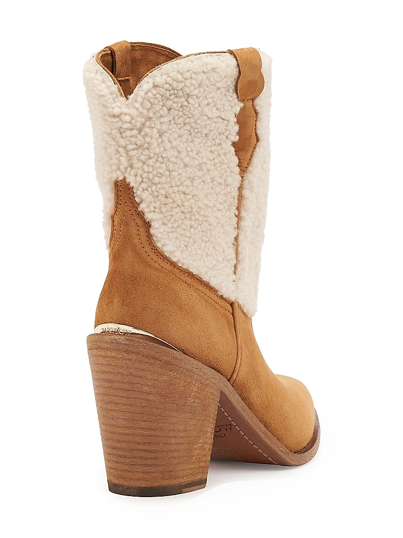 Donna 90MM Shearling & Suede Ankle Boots