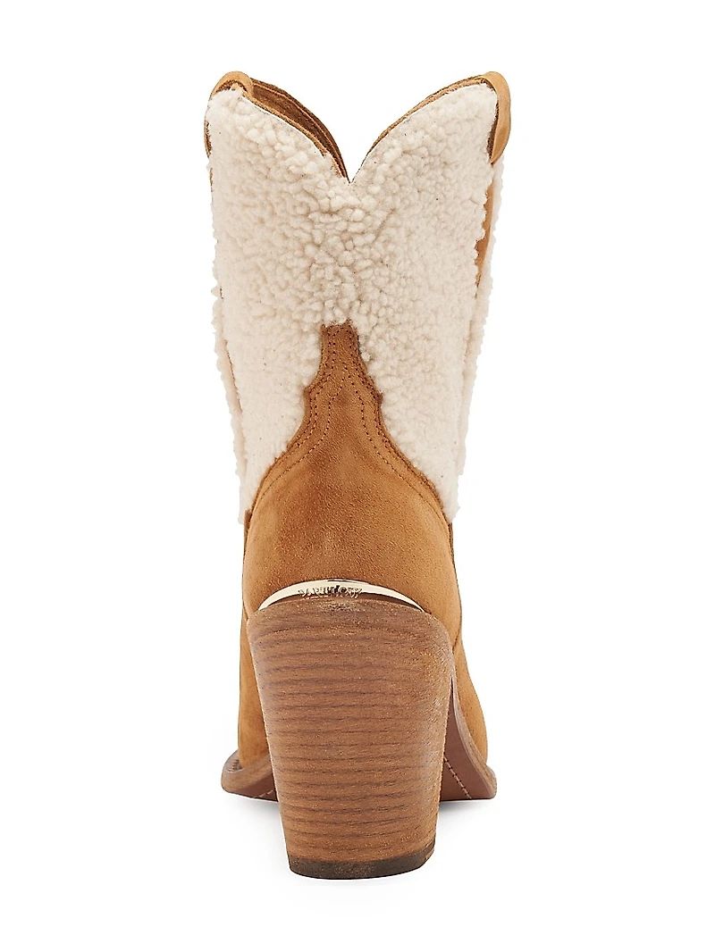 Donna 90MM Shearling & Suede Ankle Boots
