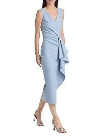 Sayon Drape Sheath Cocktail Dress