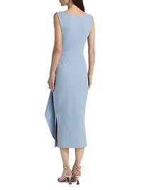 Sayon Drape Sheath Cocktail Dress