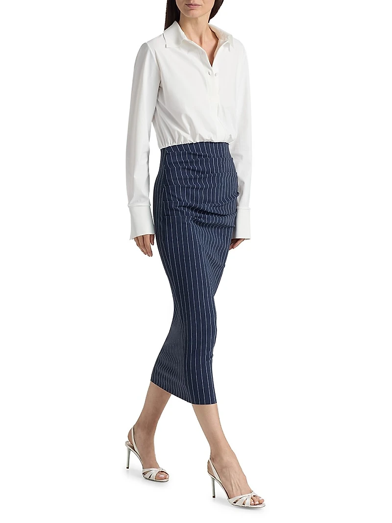Azora Two-Tone Midi-Dress