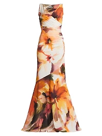 Honui Floral V-Neck Mermaid Gown