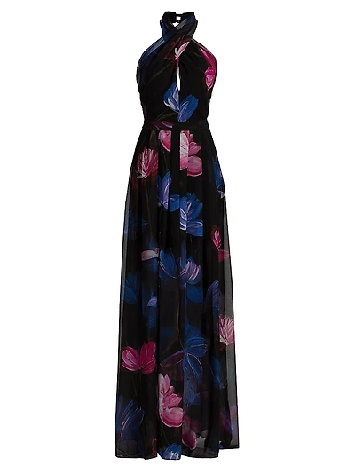 Rorio Halterneck Georgette Gown