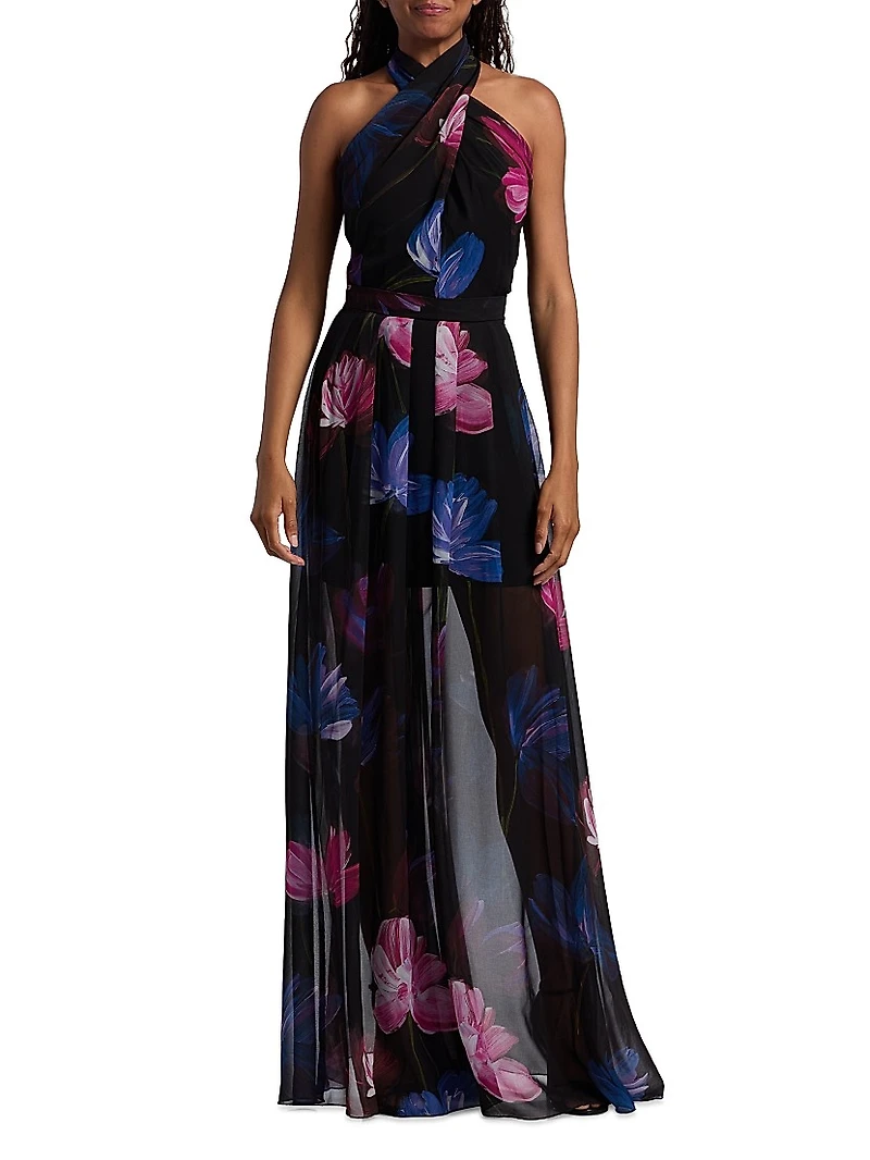 Rorio Halterneck Georgette Gown