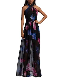 Rorio Halterneck Georgette Gown