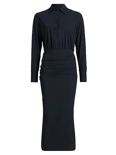 Azora Shirred Sheath Midi-Dress