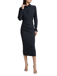 Azora Shirred Sheath Midi-Dress