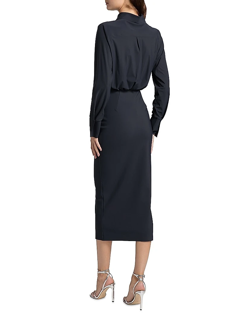 Azora Shirred Sheath Midi-Dress