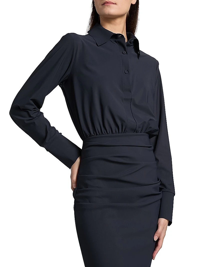 Azora Shirred Sheath Midi-Dress