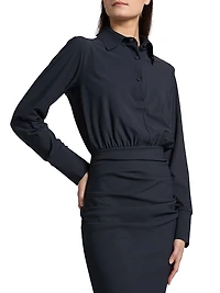 Azora Shirred Sheath Midi-Dress