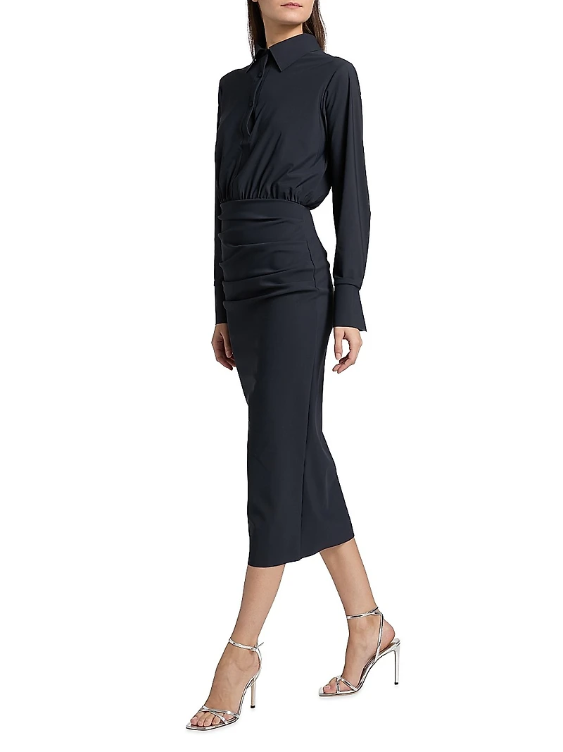 Azora Shirred Sheath Midi-Dress