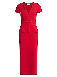Siaka V-Neck Peplum Midi-Dress