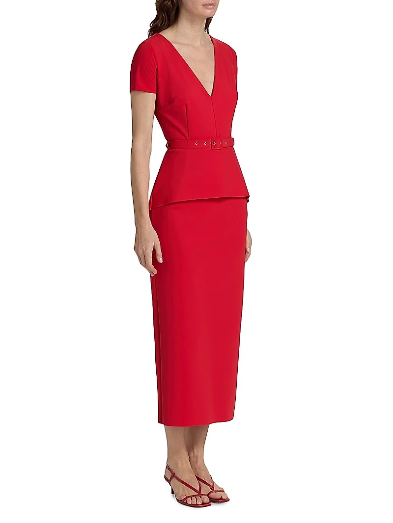 Siaka V-Neck Peplum Midi-Dress